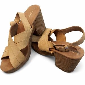 TOMS Women's Beige Wedge Sandals